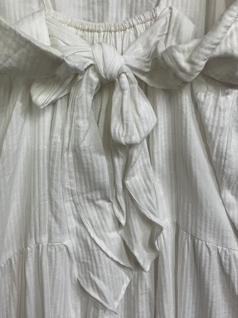SO Tiered Maxi Dress Women’s Size Medium White Sleeveless Tie Back Boho Cottage - Picture 4 of 7